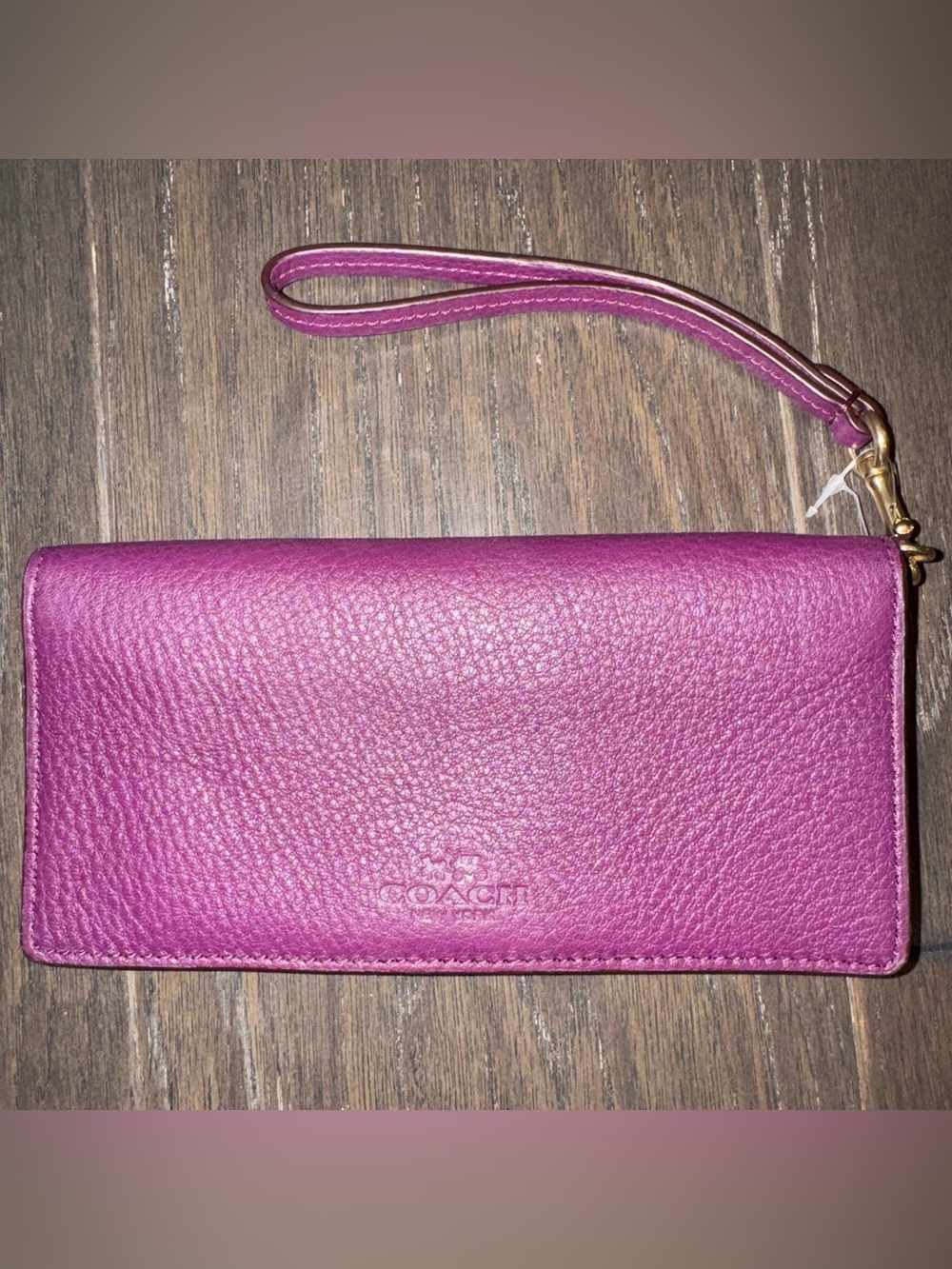 COACH Magenta Leather Wristlet Clutch